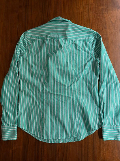 Liz Claiborne Women's Cotton Striped LS Button Up Green & White  - Size XS