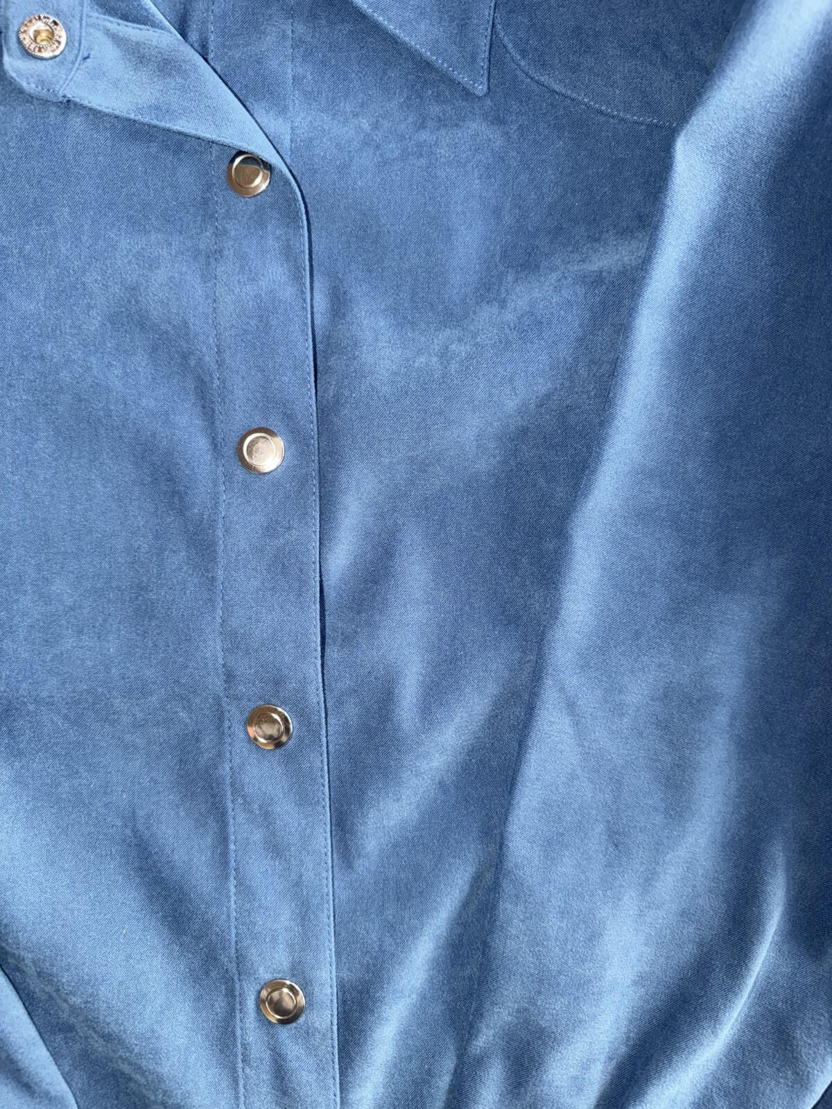 Vintage Spiegel Women's Blue Faux Suede Button Down - Size L