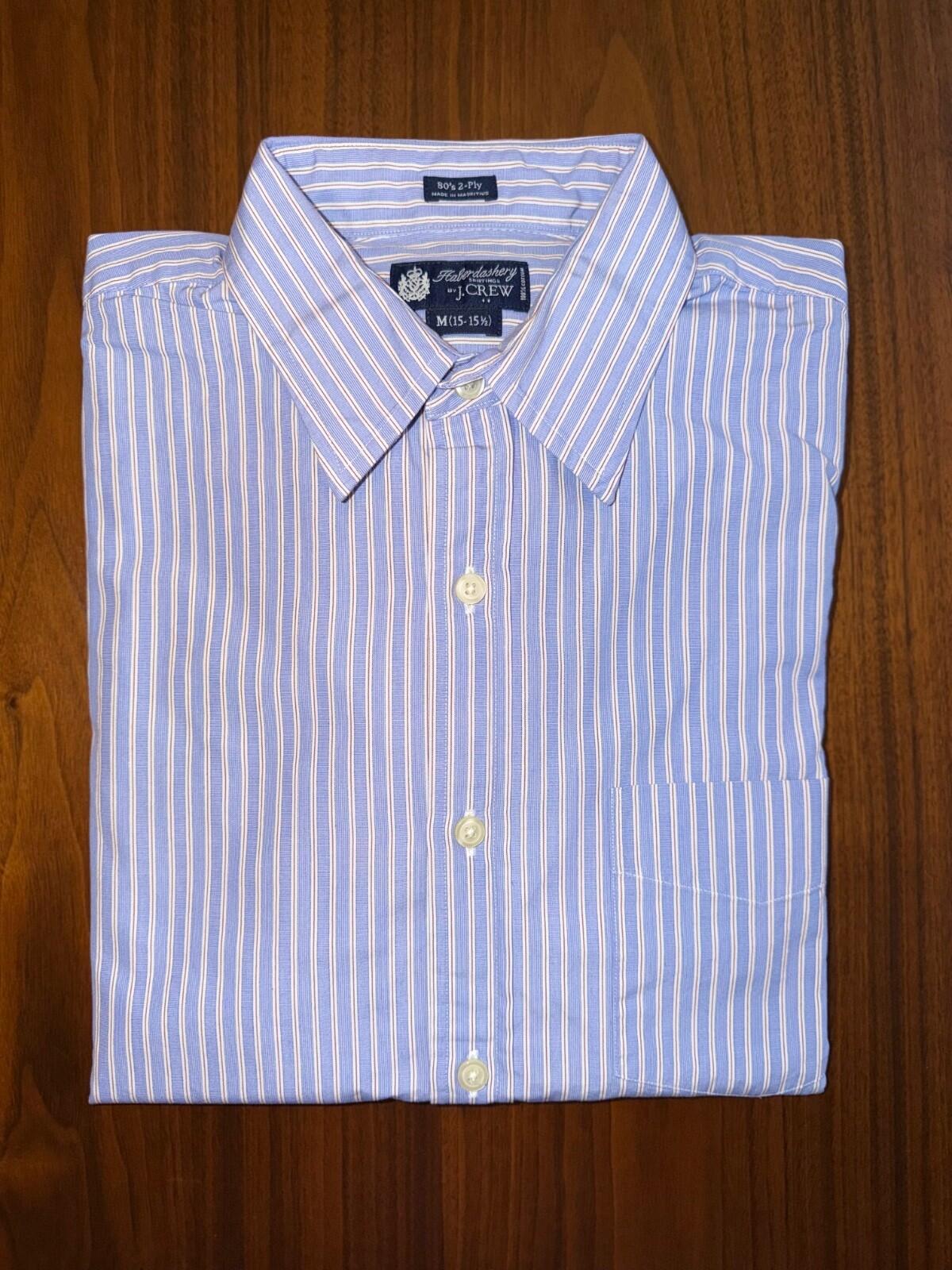 Vintage J.Crew Haberdashery 80's 2-Ply Blue White Red Stripe Shirt Size Medium