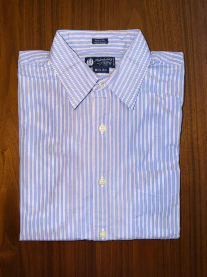 Vintage J.Crew Haberdashery 80's 2-Ply Blue White Red Stripe Shirt Size Medium