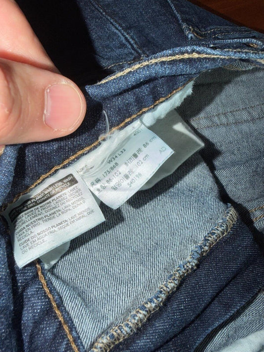 Levi's Men's 505 Regular Fit Straight Leg Dark Wash Jeans - Size 34x32