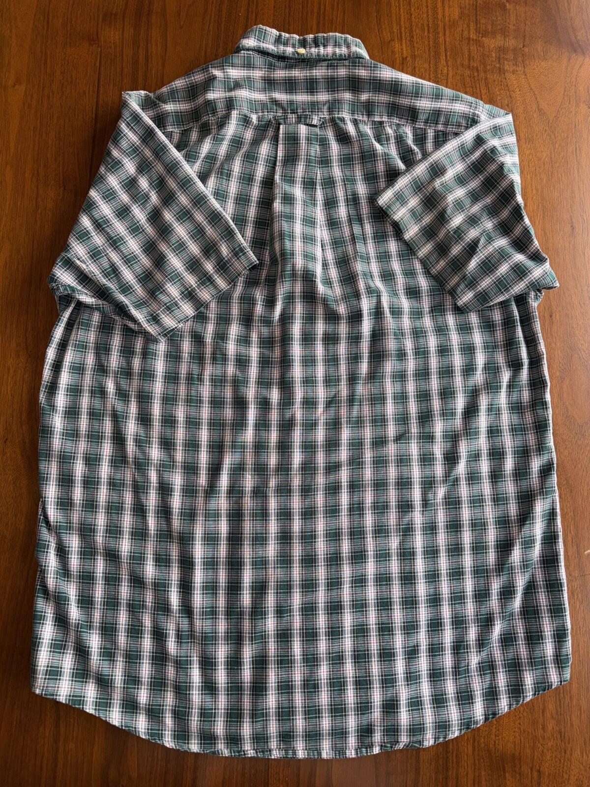 Gant Men's Foxhunt Green Plaid Short Sleeve Button Down - Size M