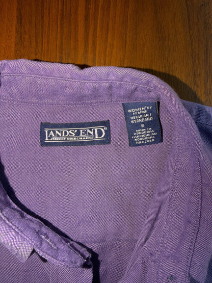 Lands' End Women's Purple Long Sleeve Oxford Button-Up - Size 6