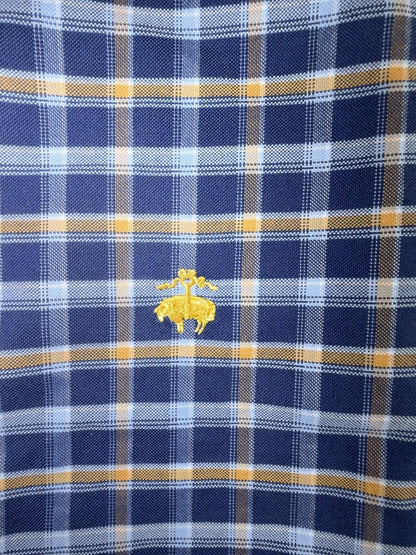 Brooks Brothers Men's Regular Fit Blue & Yellow Plaid Button-Down - Size XL