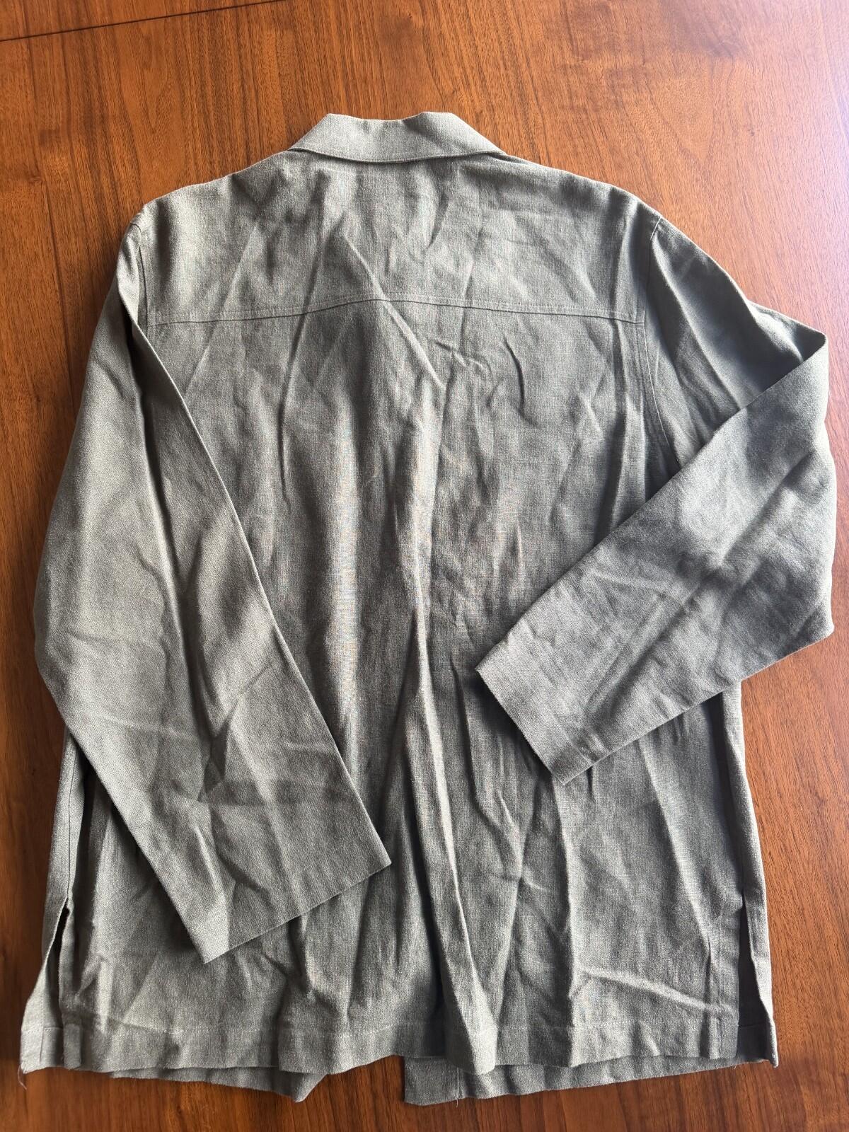 Style & Co Collection Women's Olive Green Linen Blend Button Down - Size 8