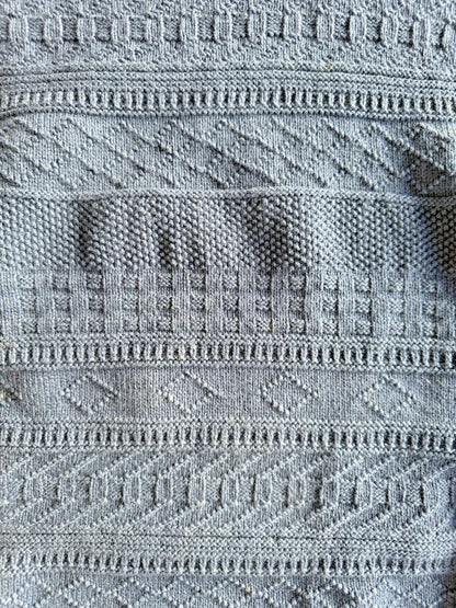 Vintage Oak Hall Men's Blue Textured Knit Cotton Crewneck Sweater - Size M