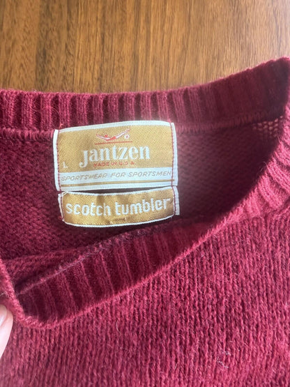 Vintage Jantzen Scotch Tumbler Maroon Wool Sweater - Size L