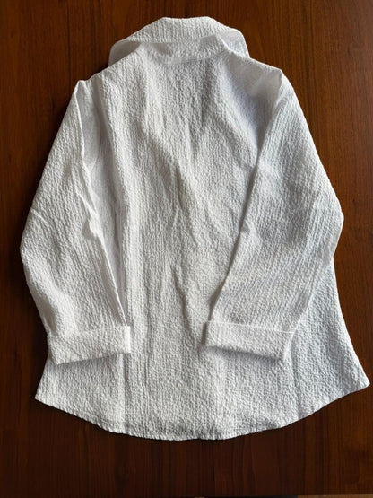Habitat Women's White Textured Gauze Button Front Notch Collar Tunic - Size S
