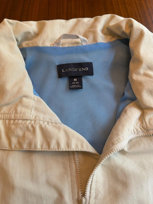 Lands' End Men's Cream Lightweight Windbreaker Mesh Lined - Size M