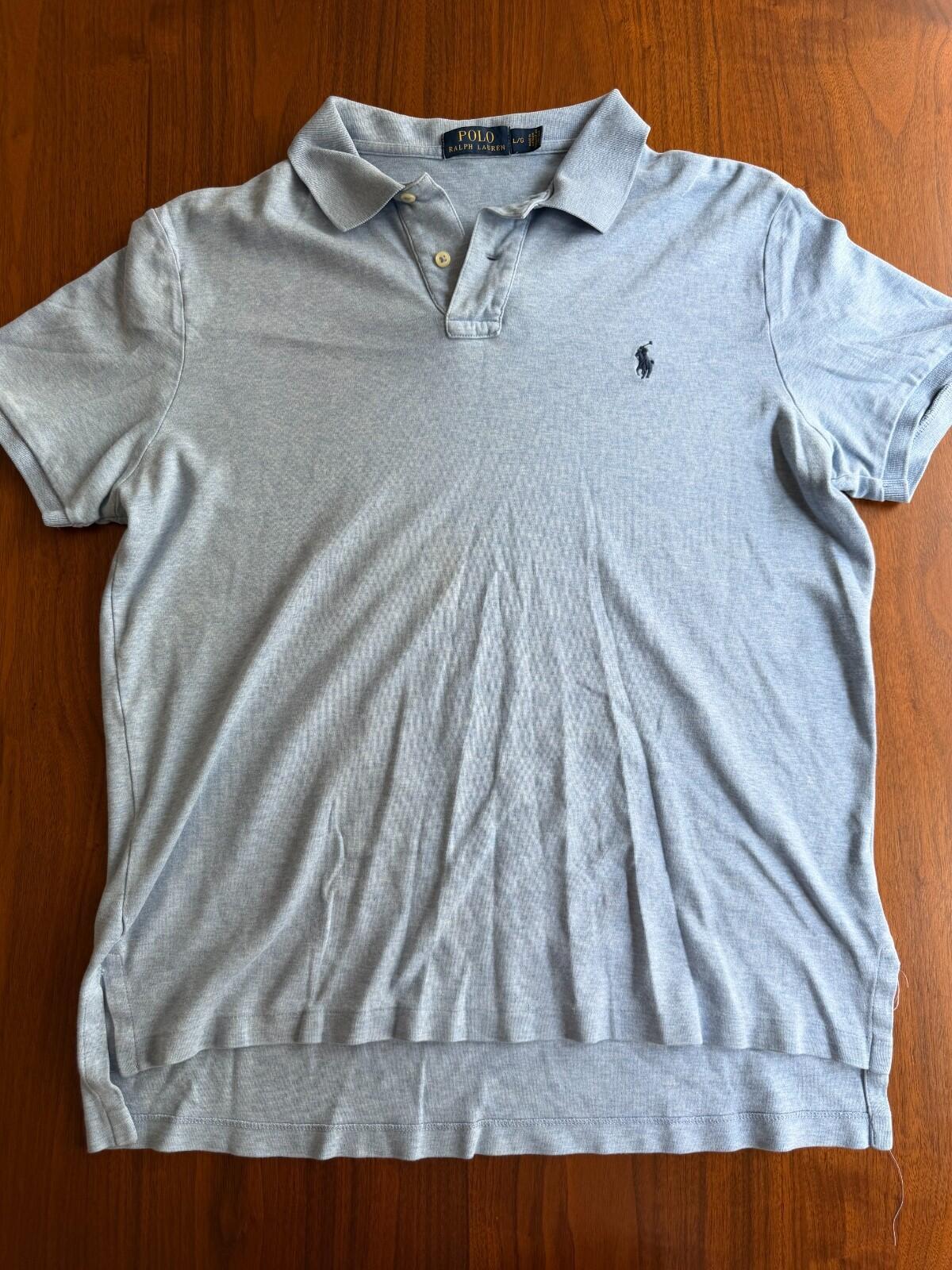 Polo Ralph Lauren Soft Cotton Polo Shirt in Blue Melange Size L