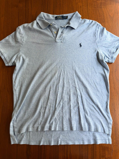 Polo Ralph Lauren Soft Cotton Polo Shirt in Blue Melange Size L