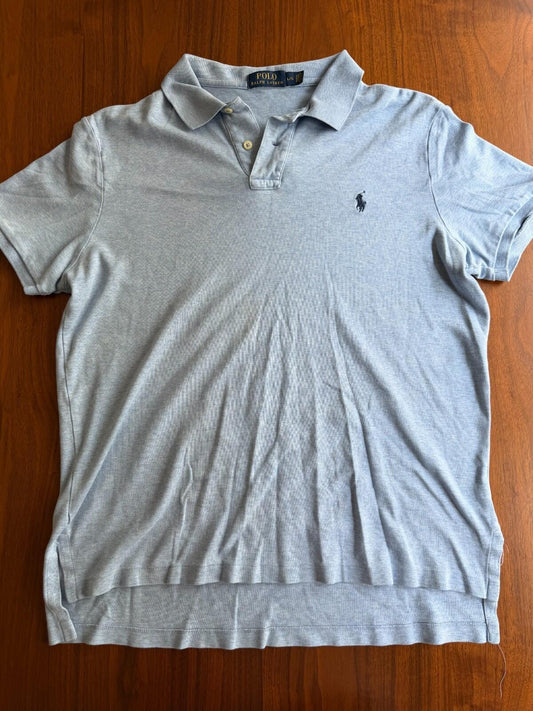 Polo Ralph Lauren Soft Cotton Polo Shirt in Blue Melange Size L