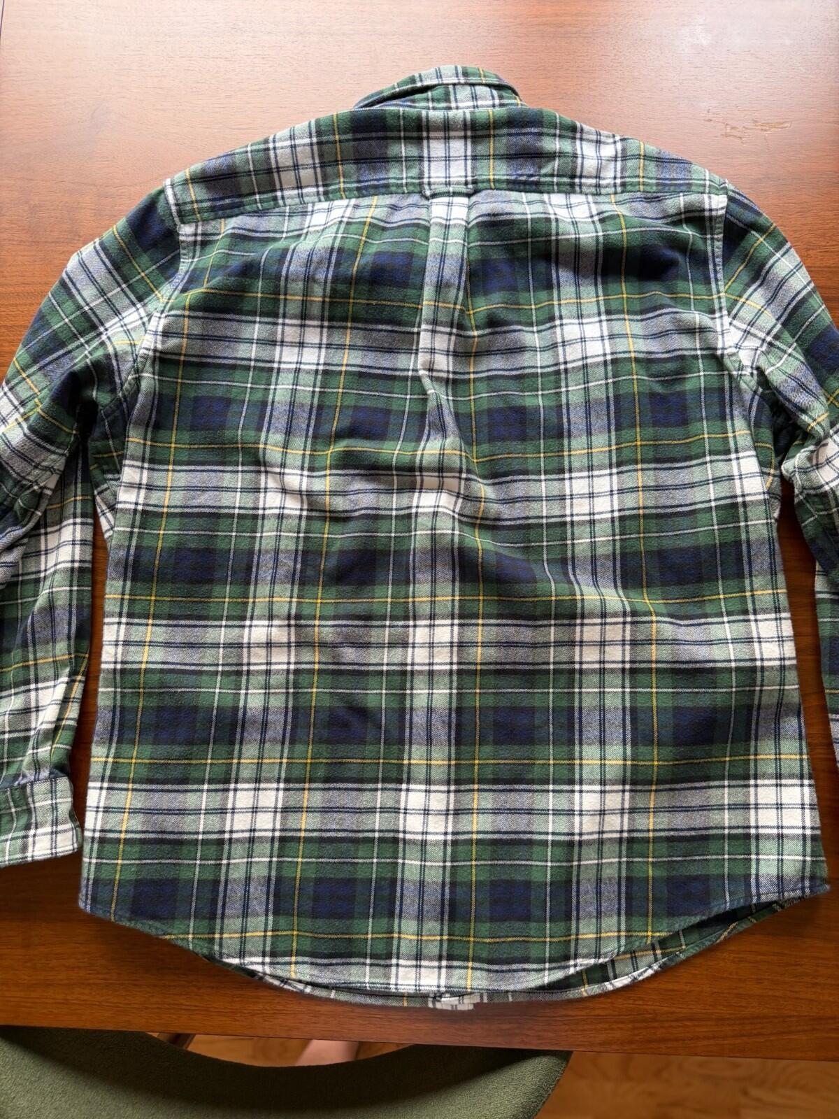 Lands' End Men's Flannel Traditional Fit Green Plaid Shirt - Size XL