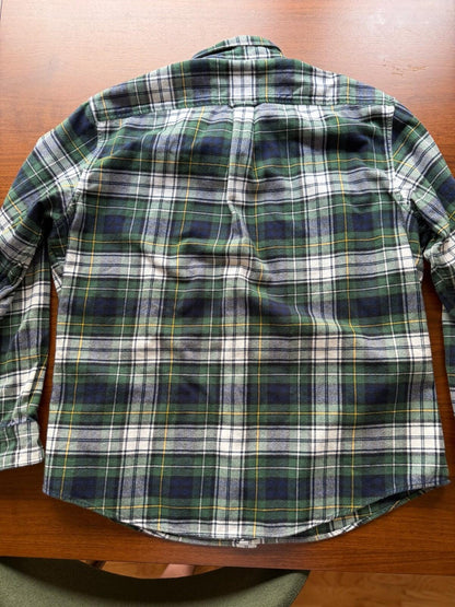 Lands' End Men's Flannel Traditional Fit Green Plaid Shirt - Size XL