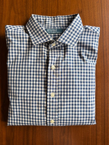 Polo Ralph Lauren Men's Navy and White Gingham Button-Down Shirt - Size XL