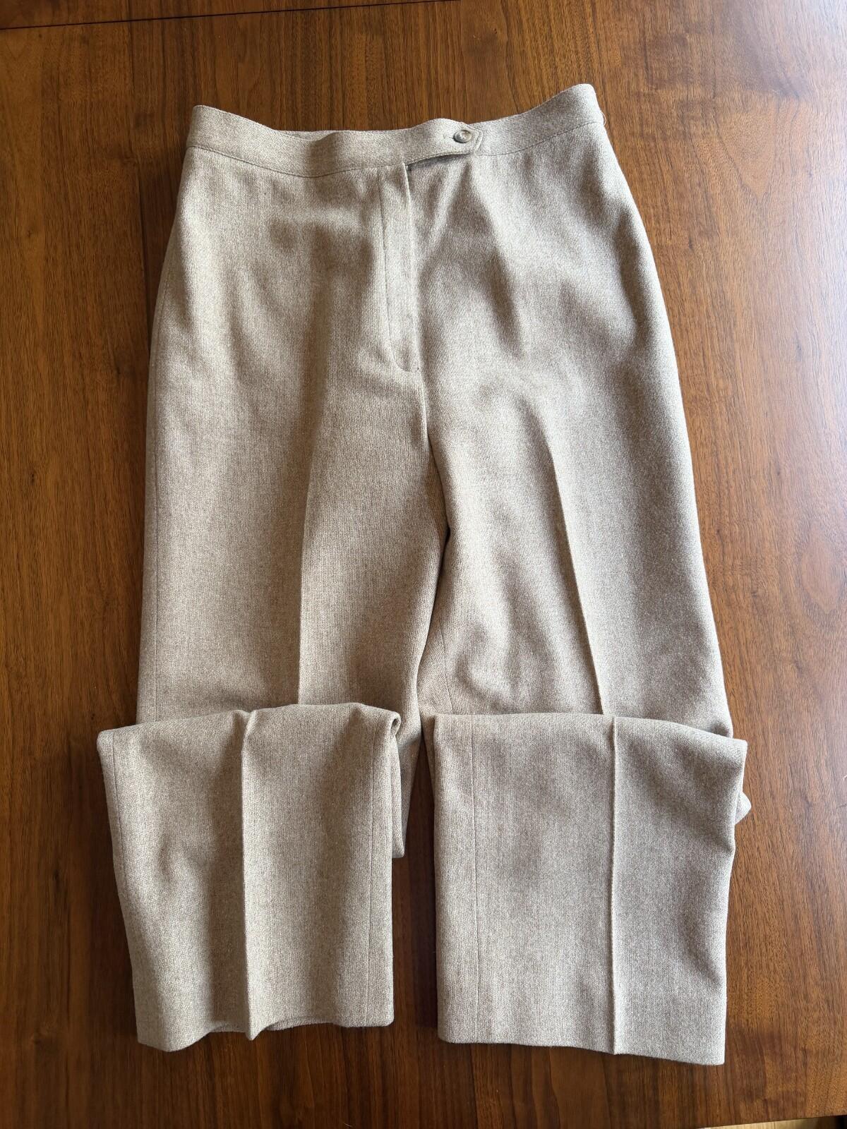 Vintage Jantzen Women's High Waisted Heathered Tan Wool Blend Trousers - Size 12