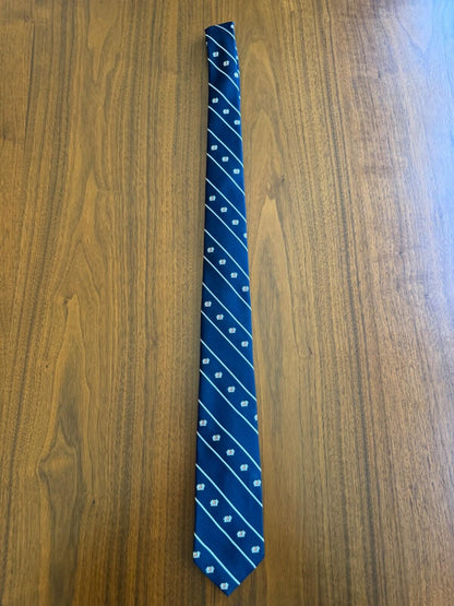 Carlo Martini Navy Blue Striped Coat of Arms Crest Men's Tie