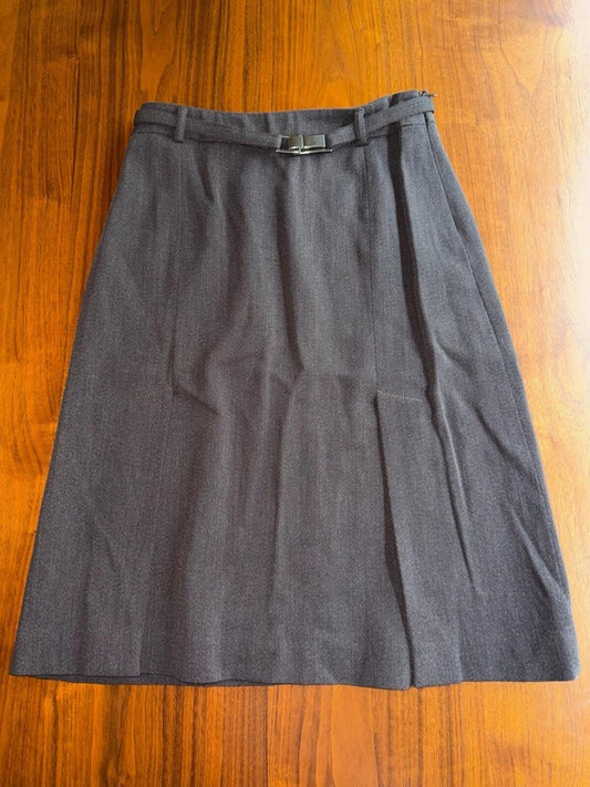 Jenne Maag Women's Wool Blend Pleated Knee-Length Skirt w/Belt - Size M