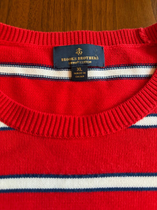 Brooks Brothers Supima Cotton Red Striped Crewneck - Size XL