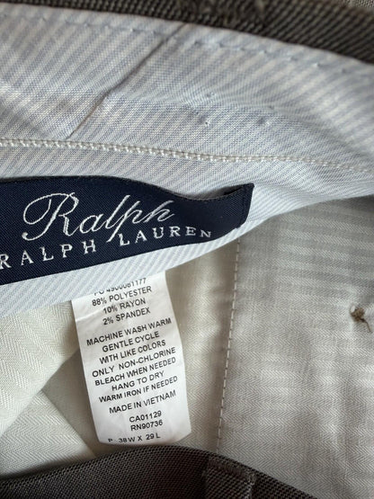 Ralph by Ralph Lauren Men's Light Brown Flat Front Dress Pants - Size 38x29
