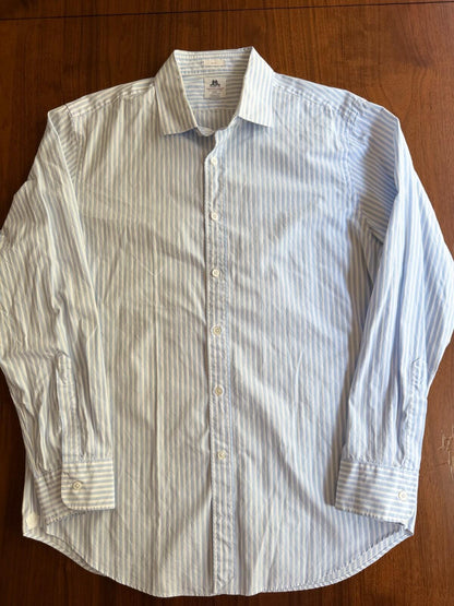 Thomas Mason for J.Crew Slim Fit LS Dress Shirt Blue & White Stripe - Size 17-35