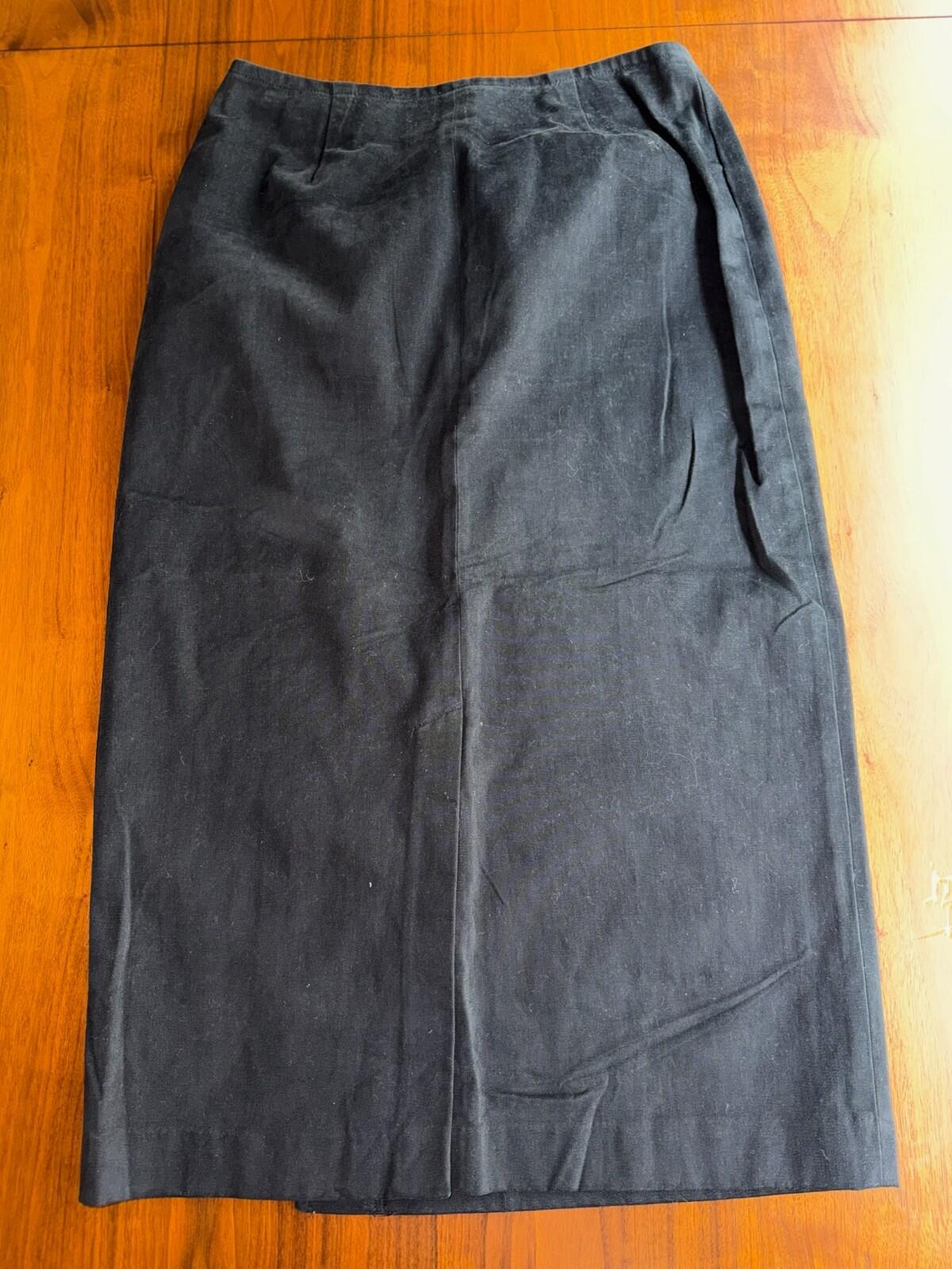 Vintage Talbots Women's 100% Cotton Wrap Skirt Black - Size 12.
