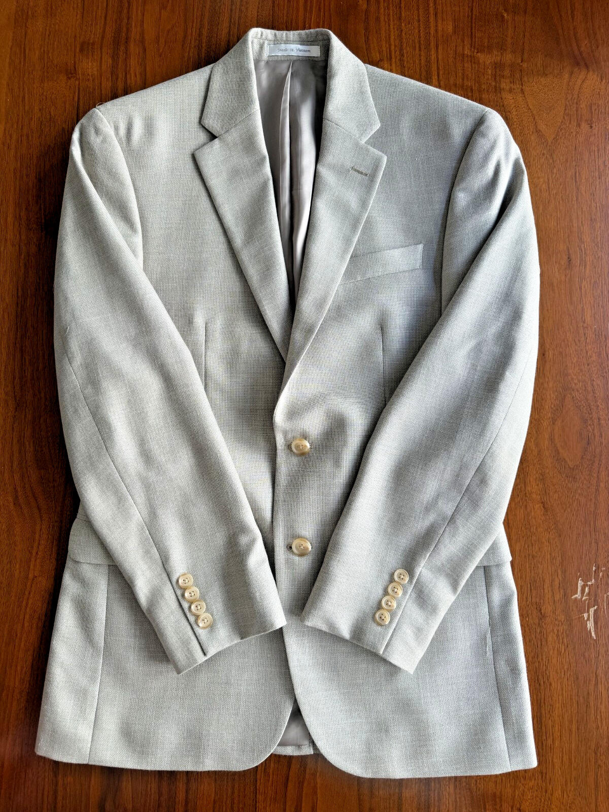 Lauren Ralph Lauren Grey Linen-Blend Two-Button Blazer 36R