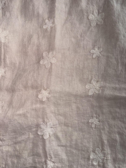 Terzo Millenio Pink Floral Embroidered Linen High-Low Top - Size L