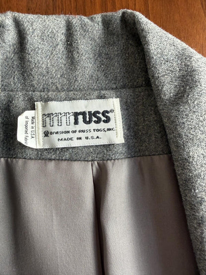Vintage Russ Togs Grey Two-Button Blazer Jacket - Size 16 Made in USA
