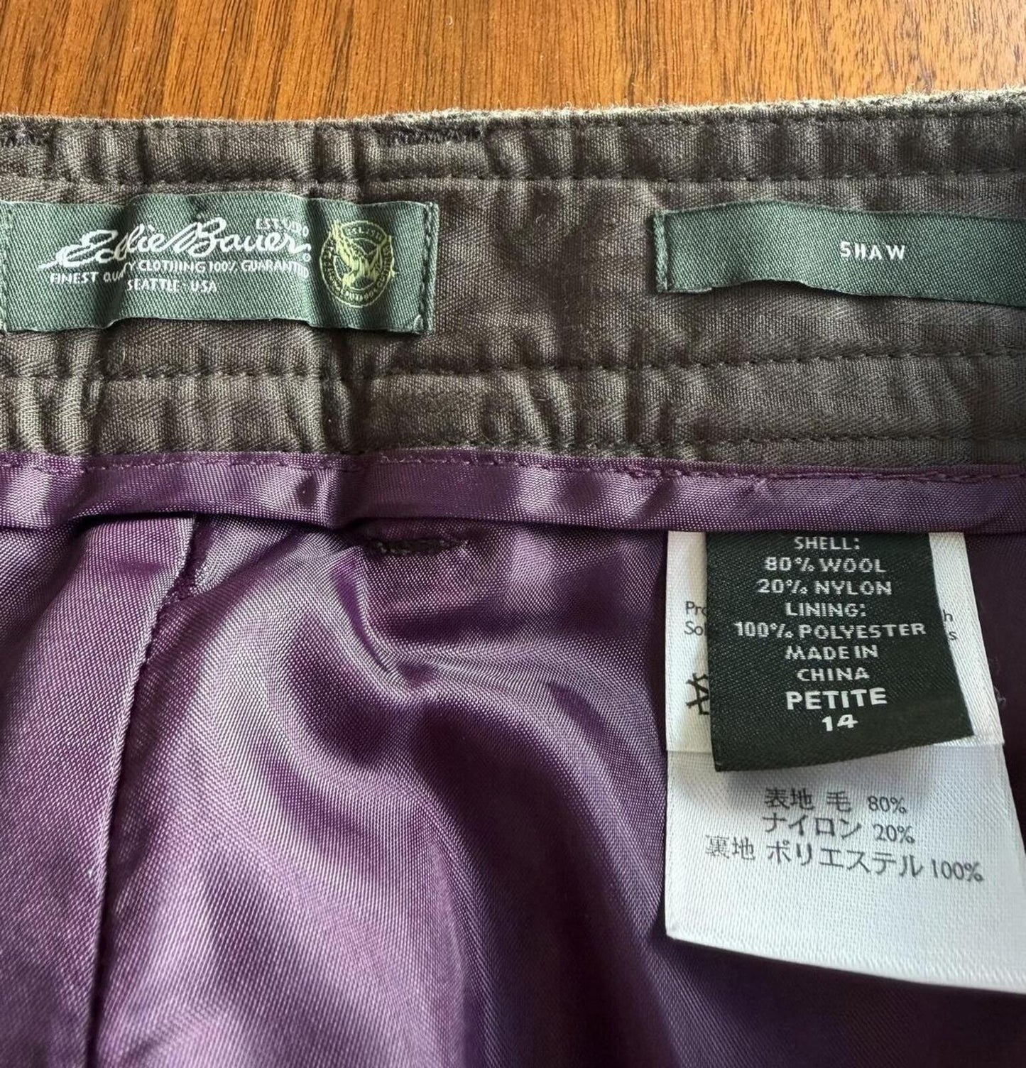 Eddie Bauer Women's Petite Wool Blend Gray Dress Pants - Size 14P
